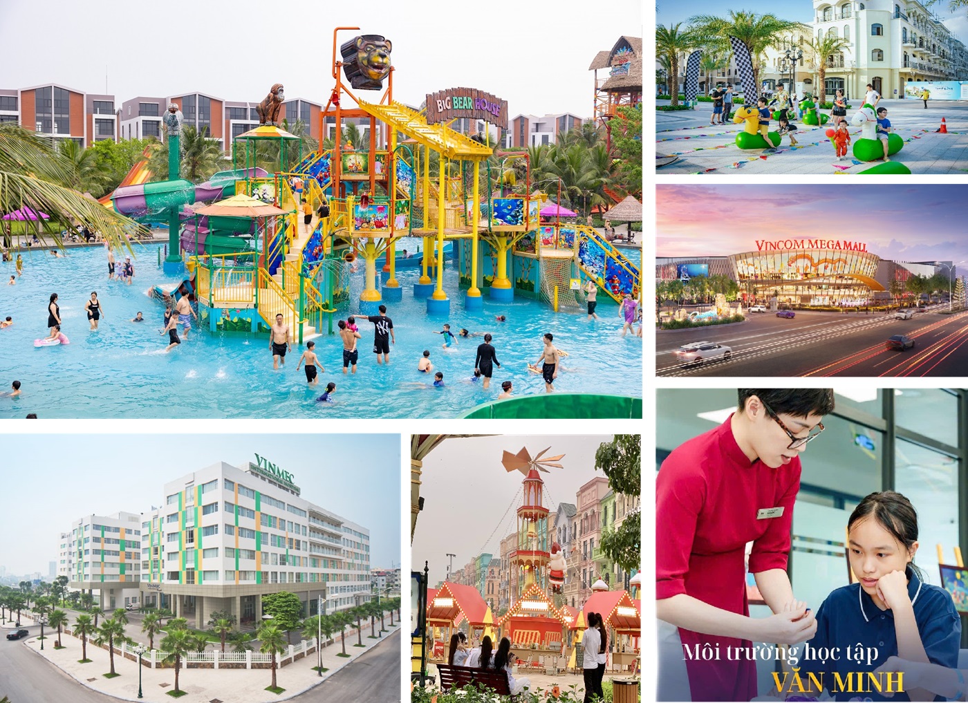 Image of Vinhomes Ocean Park with a large water park and surrounding amenities