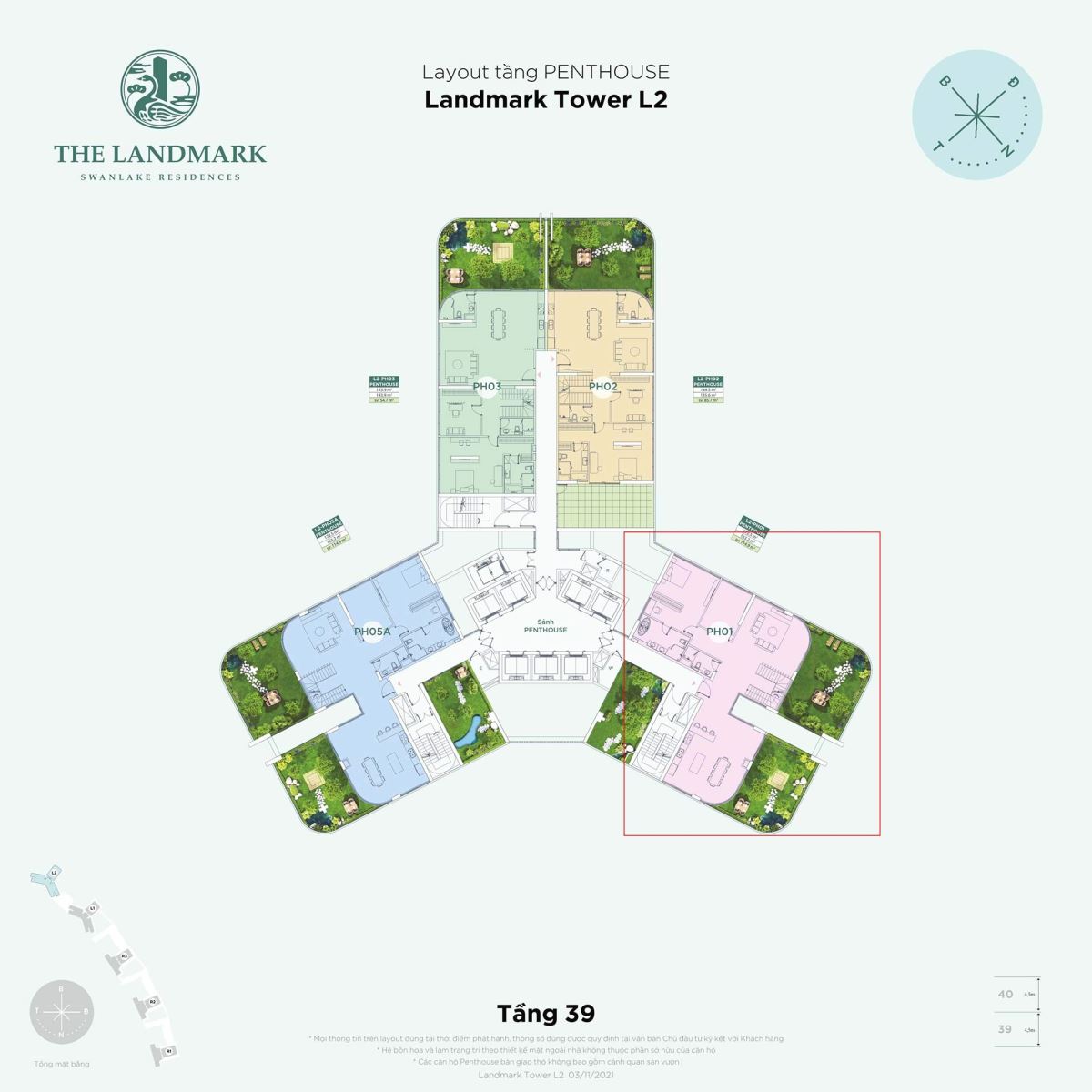 Bán Penthouse Đẹp Nhất Ecopark diện tích 405,7m2 toà L2 Landmark 3 mặt thoáng view Hồ Thiên Nga